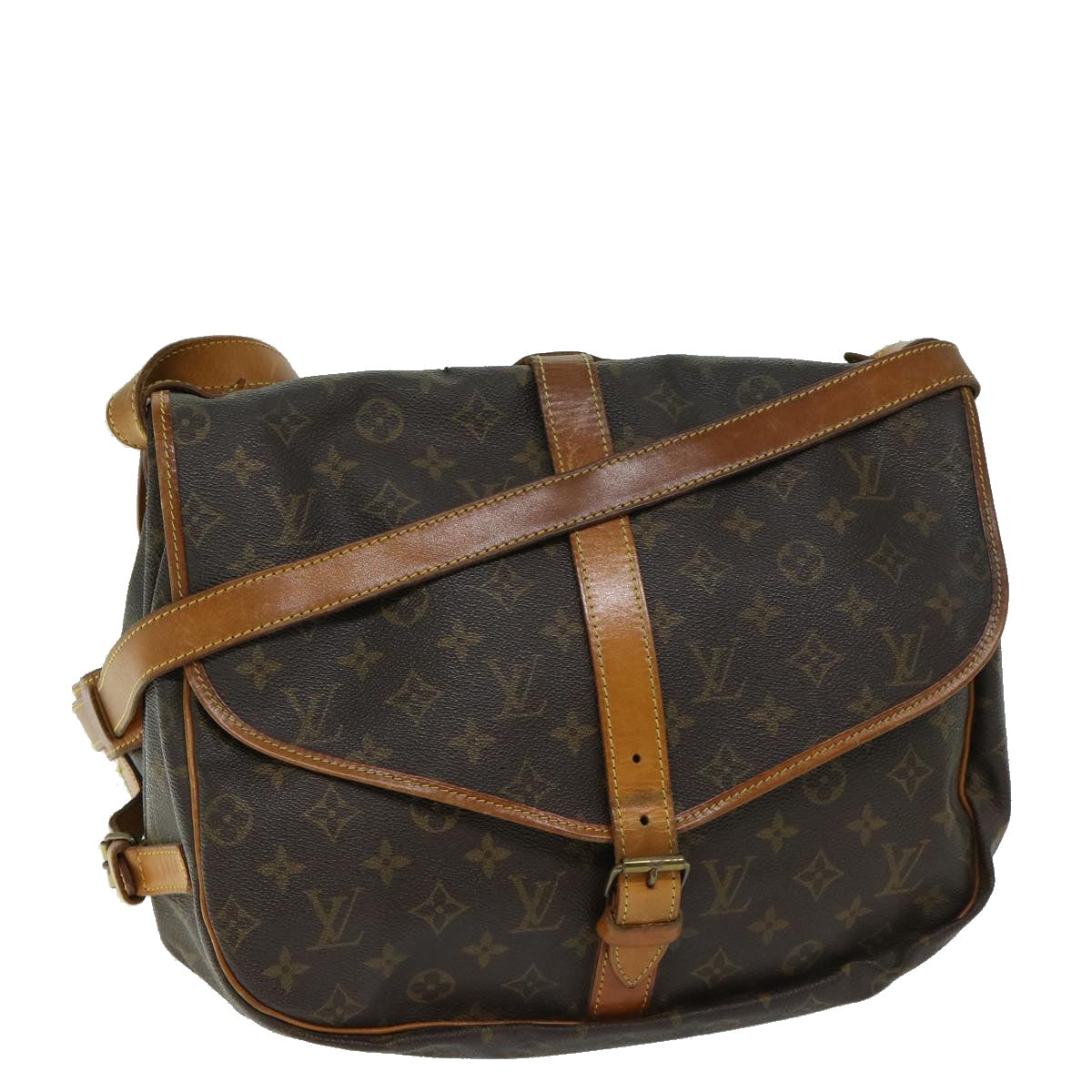LOUIS VUITTON Monogram Saumur 35 Shoulder Bag M42254 LV Auth 66288