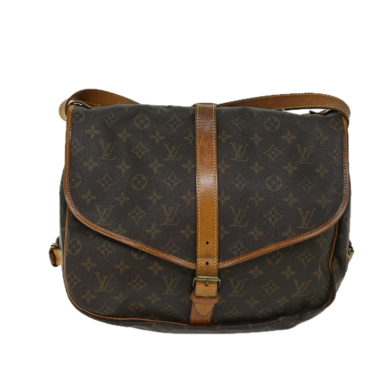 LOUIS VUITTON Monogram Saumur 35 Shoulder Bag M42254 LV Auth 66288
