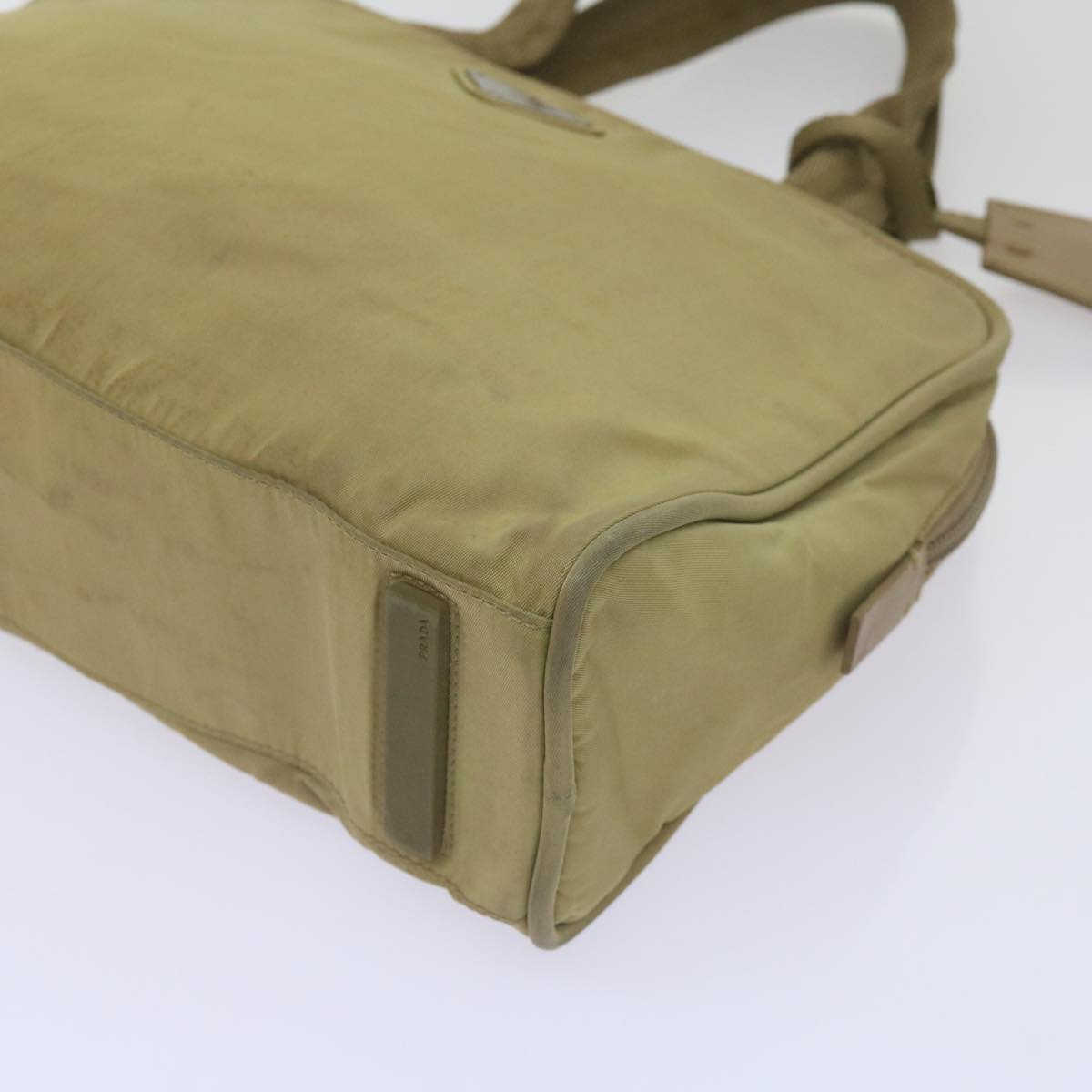 PRADA Hand Bag Nylon Beige Auth 66368
