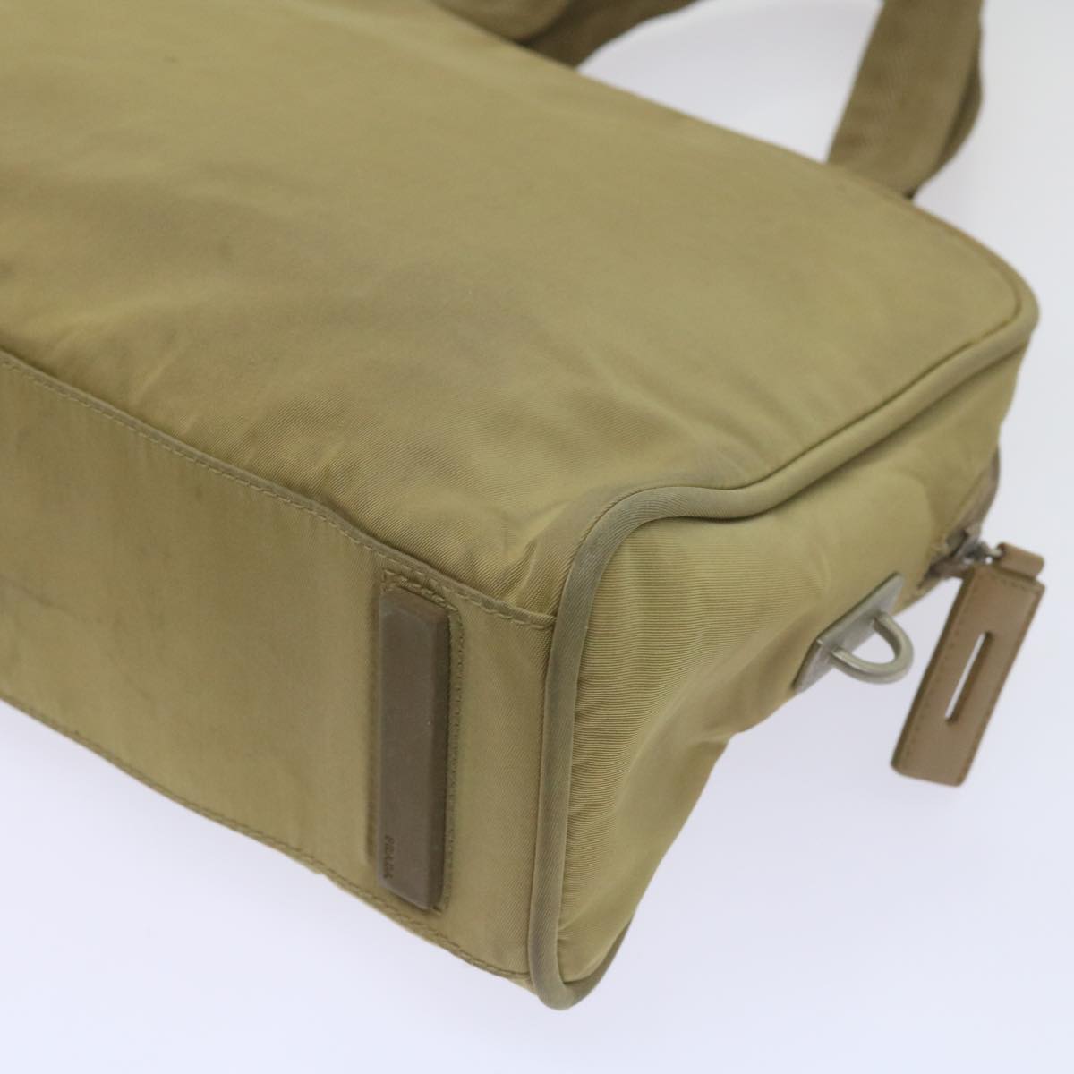 PRADA Hand Bag Nylon Beige Auth 66368