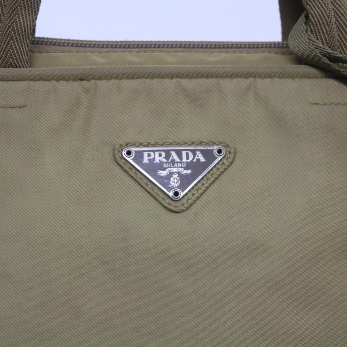 PRADA Hand Bag Nylon Beige Auth 66368