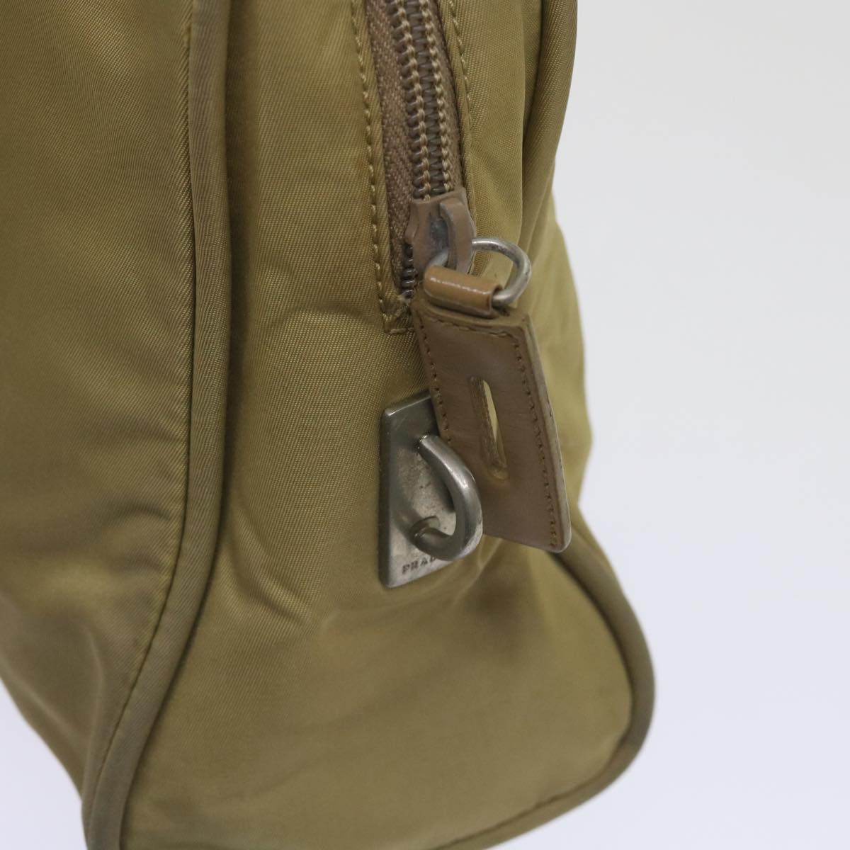 PRADA Hand Bag Nylon Beige Auth 66368