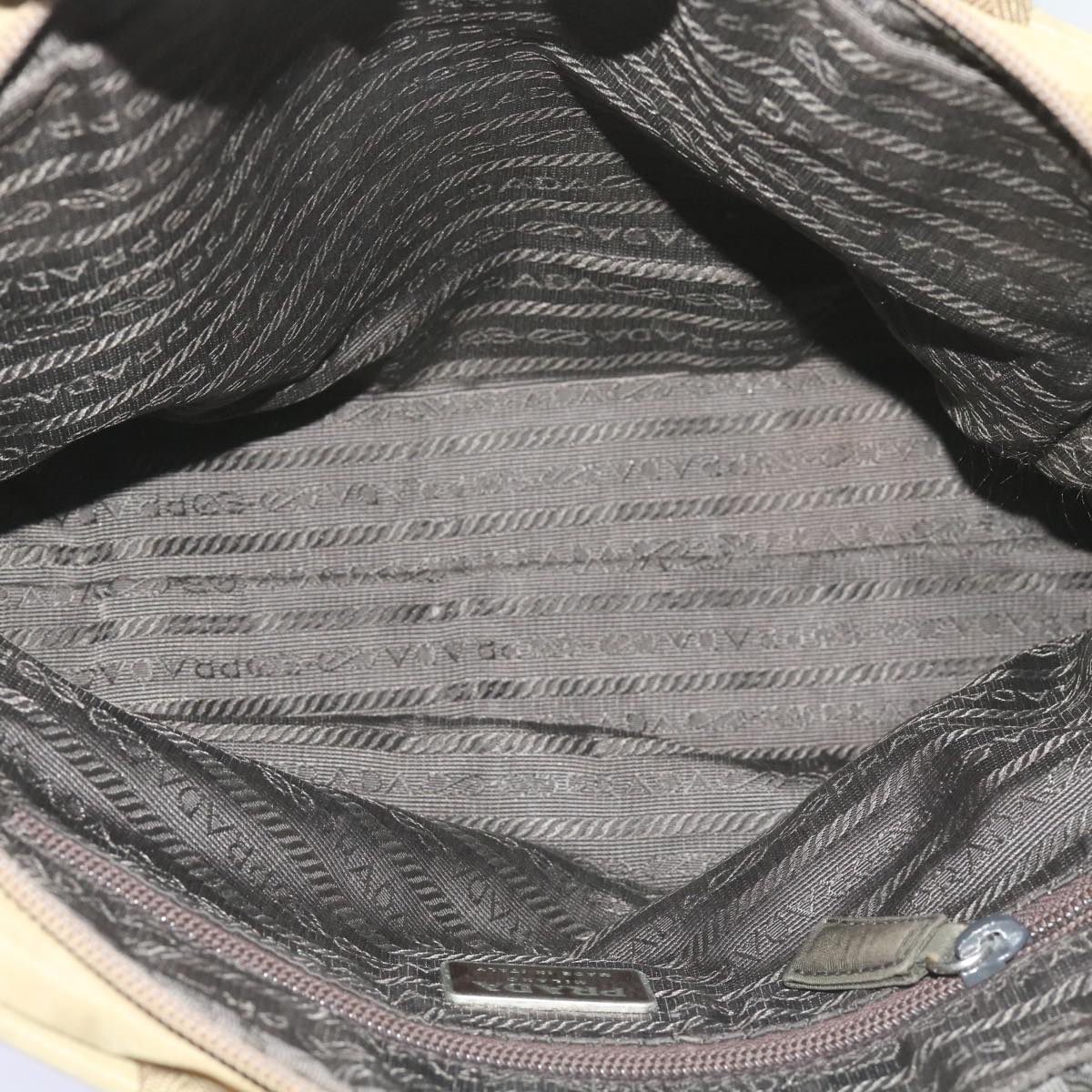 PRADA Hand Bag Nylon Beige Auth 66368
