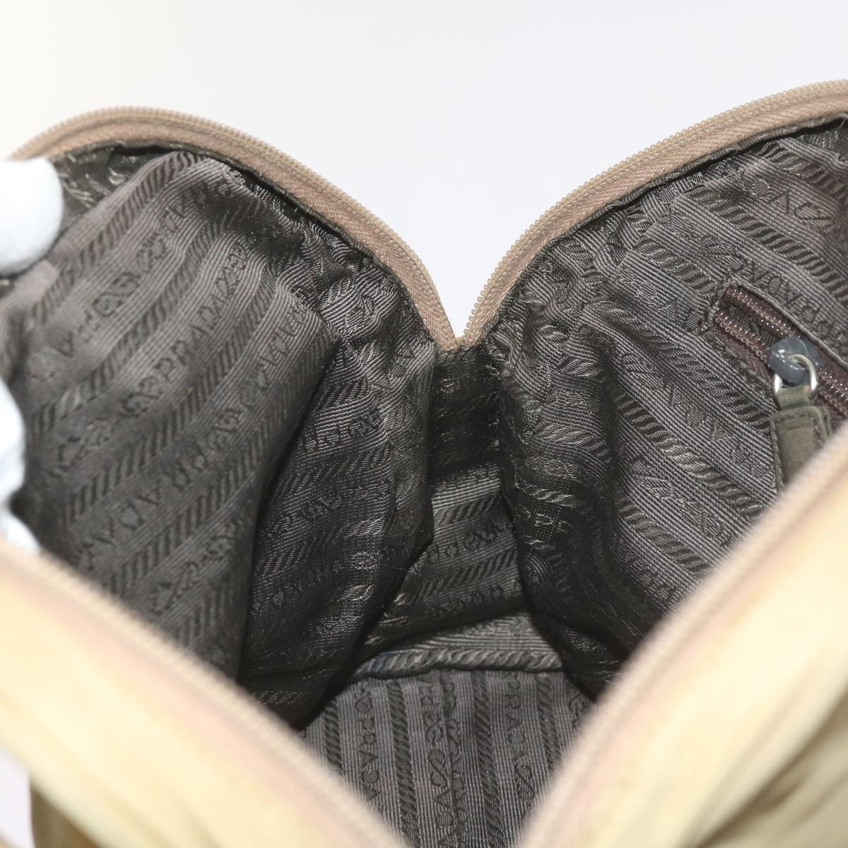 PRADA Hand Bag Nylon Beige Auth 66368