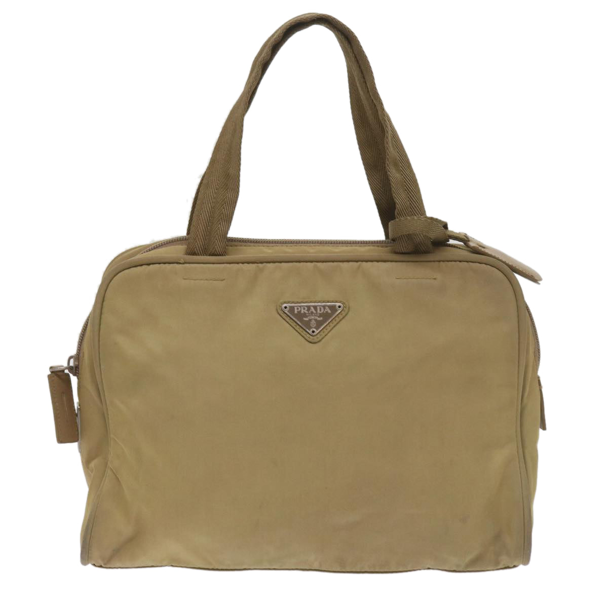 PRADA Hand Bag Nylon Beige Auth 66368