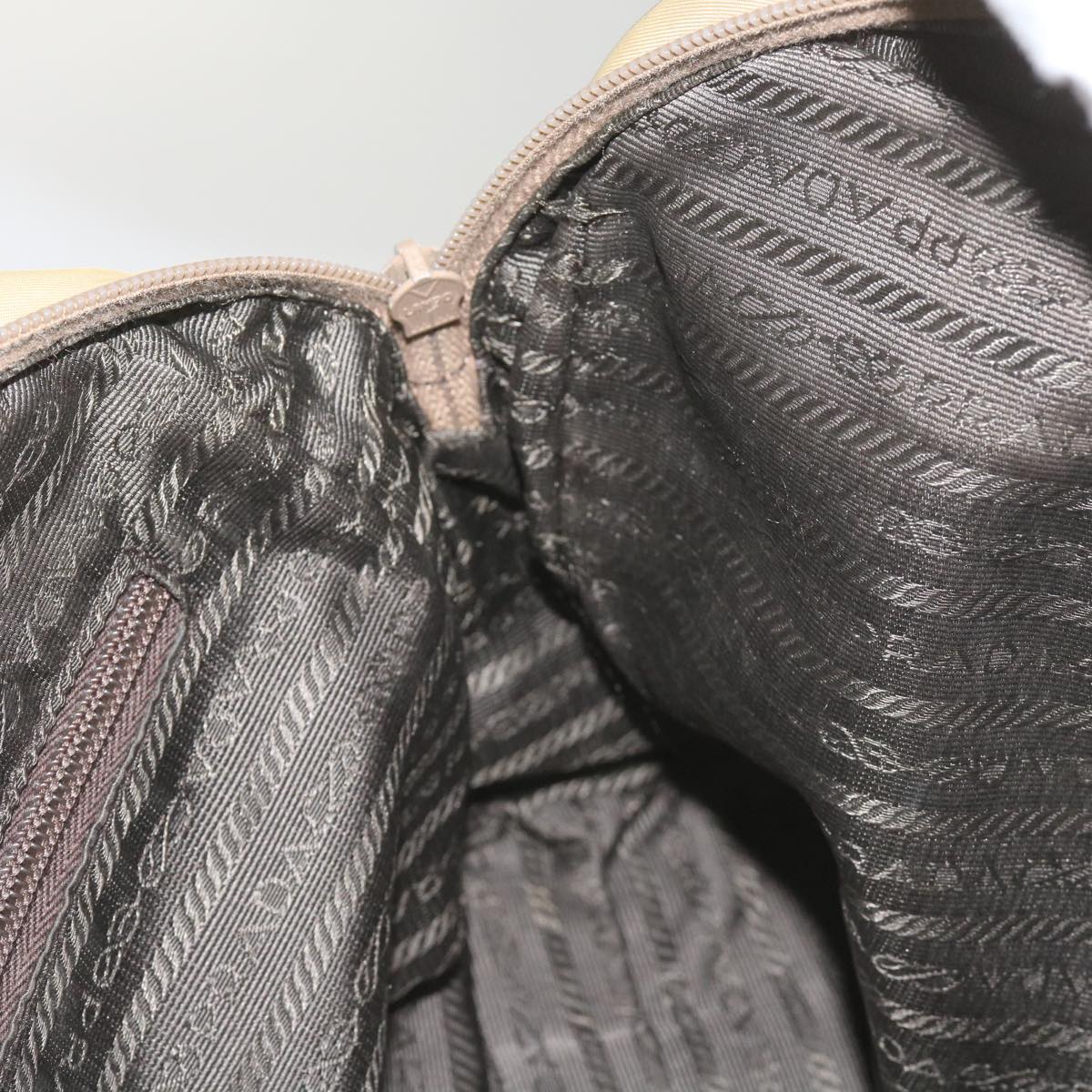 PRADA Hand Bag Nylon Beige Auth 66368