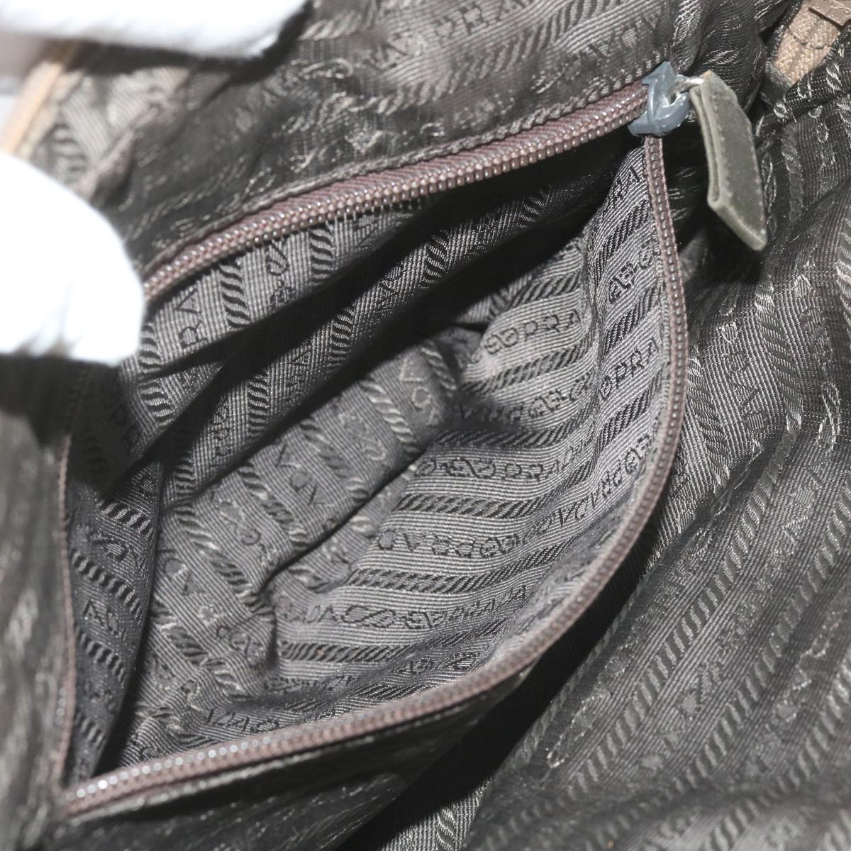 PRADA Hand Bag Nylon Beige Auth 66368