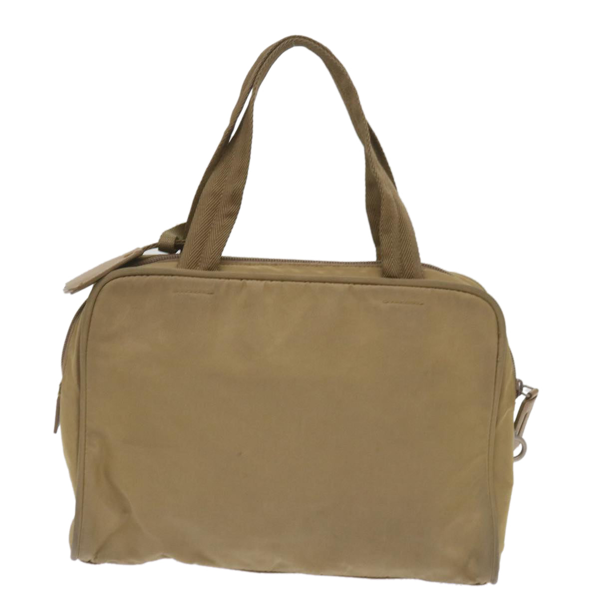 PRADA Hand Bag Nylon Beige Auth 66368