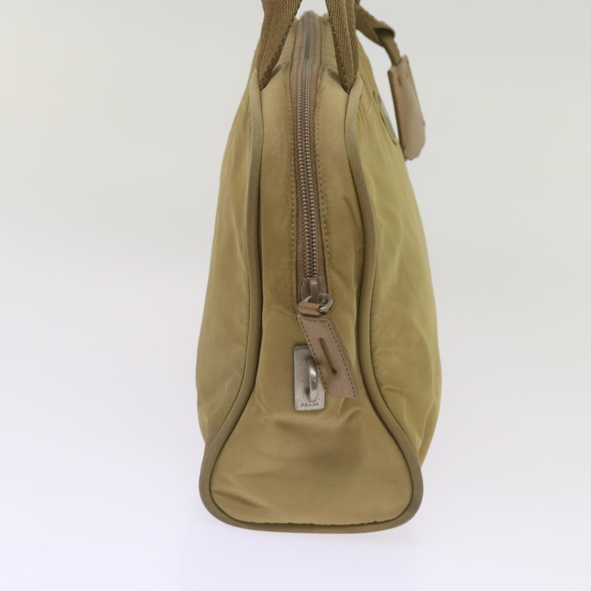PRADA Hand Bag Nylon Beige Auth 66368