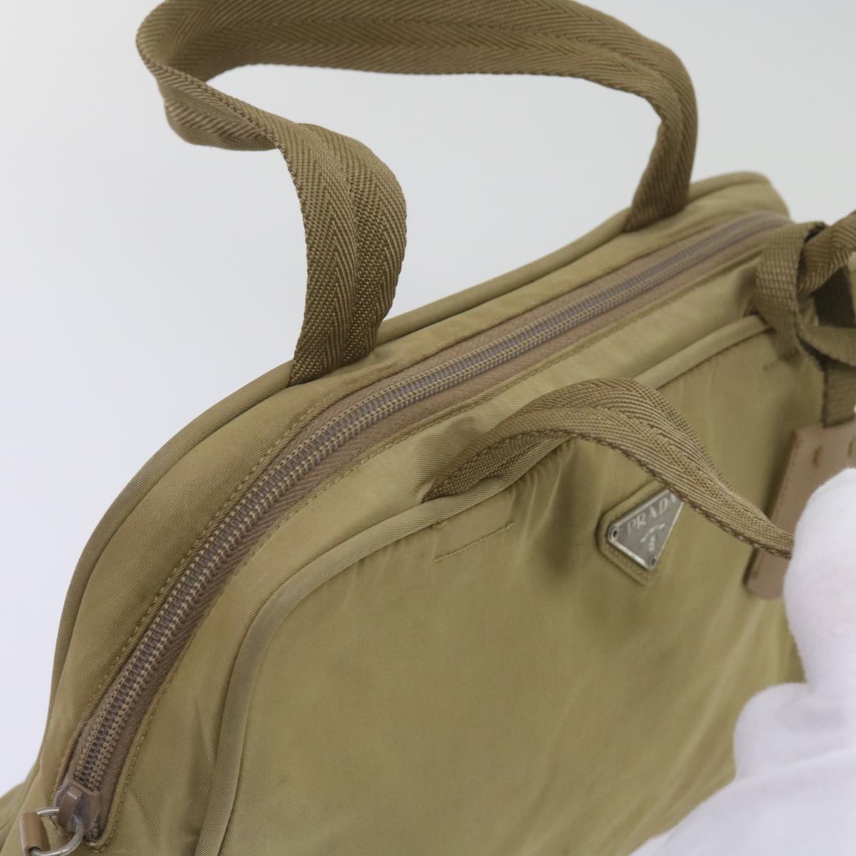 PRADA Hand Bag Nylon Beige Auth 66368