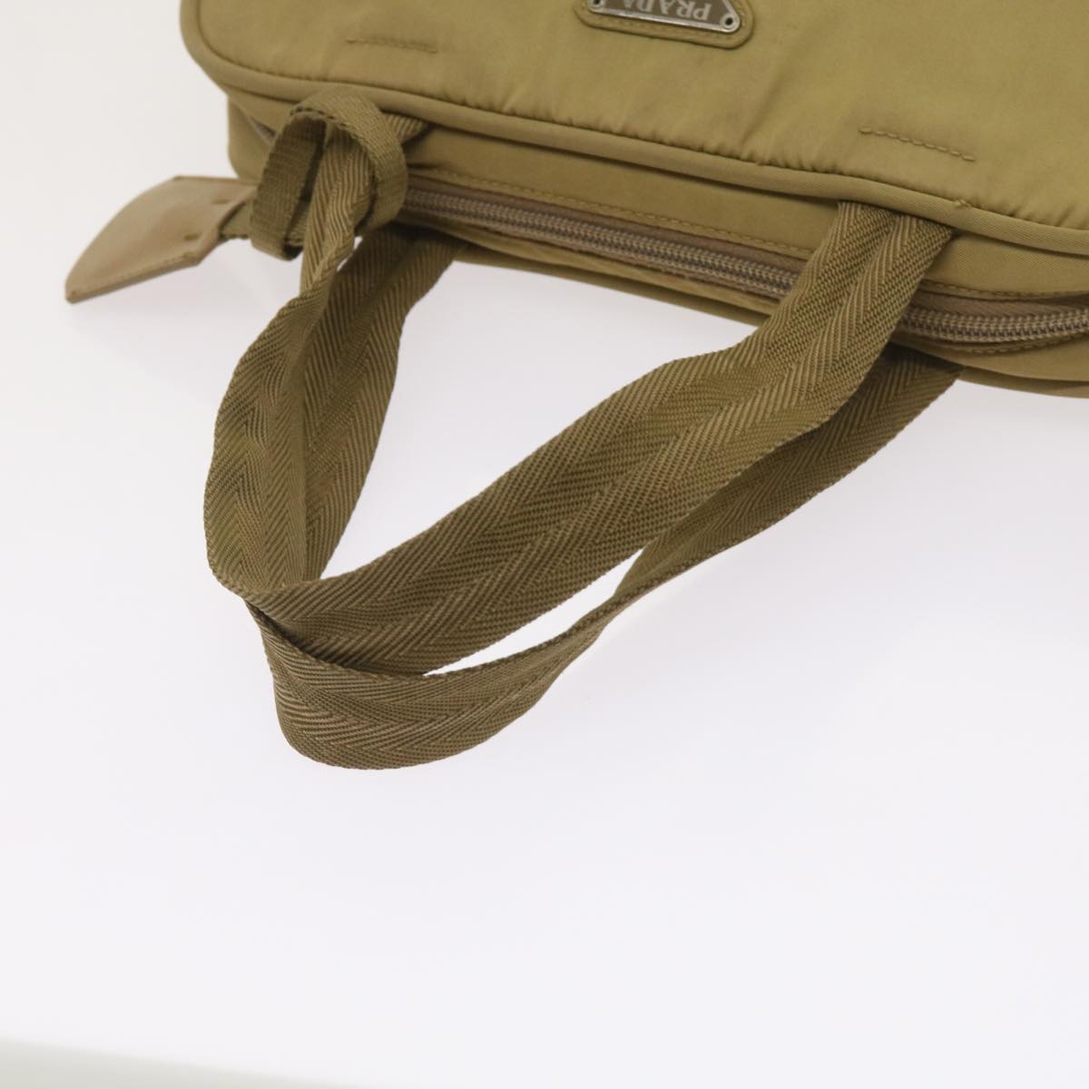 PRADA Hand Bag Nylon Beige Auth 66368
