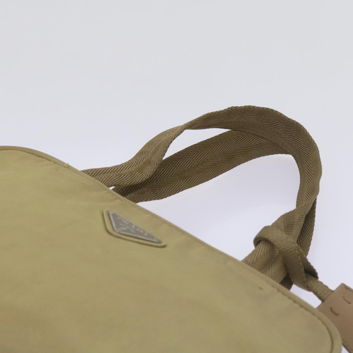 PRADA Hand Bag Nylon Beige Auth 66368