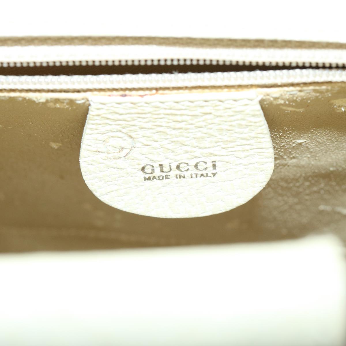 GUCCI Hand Bag Leather Outlet 2way Cream Auth 66587
