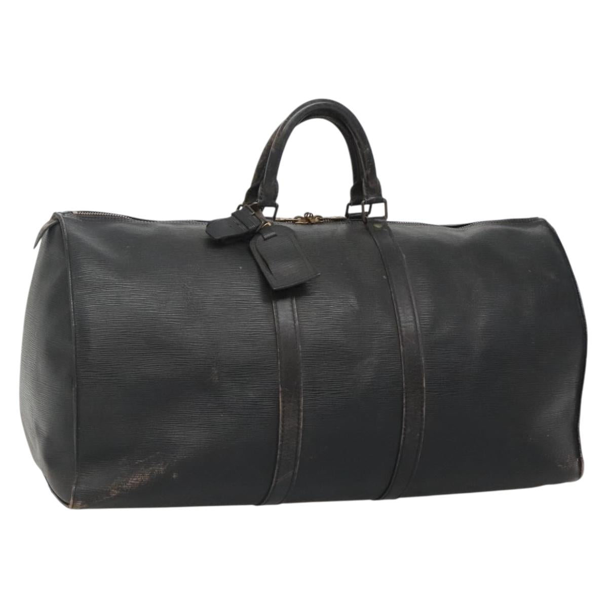 LOUIS VUITTON Epi Keepall 55 Boston Bag Noir Black M42952 LV Auth 66686