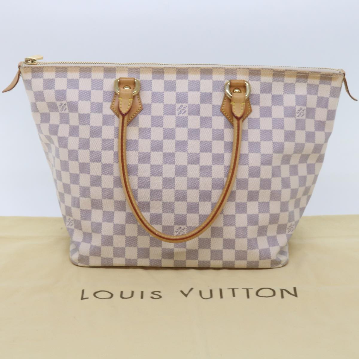 LOUIS VUITTON Damier Azur Saleya MM Tote Bag N51185 LV Auth 66788