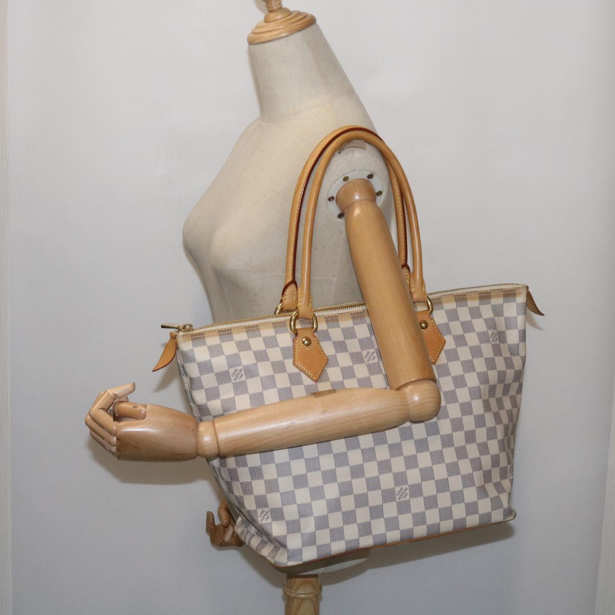 LOUIS VUITTON Damier Azur Saleya MM Tote Bag N51185 LV Auth 66788