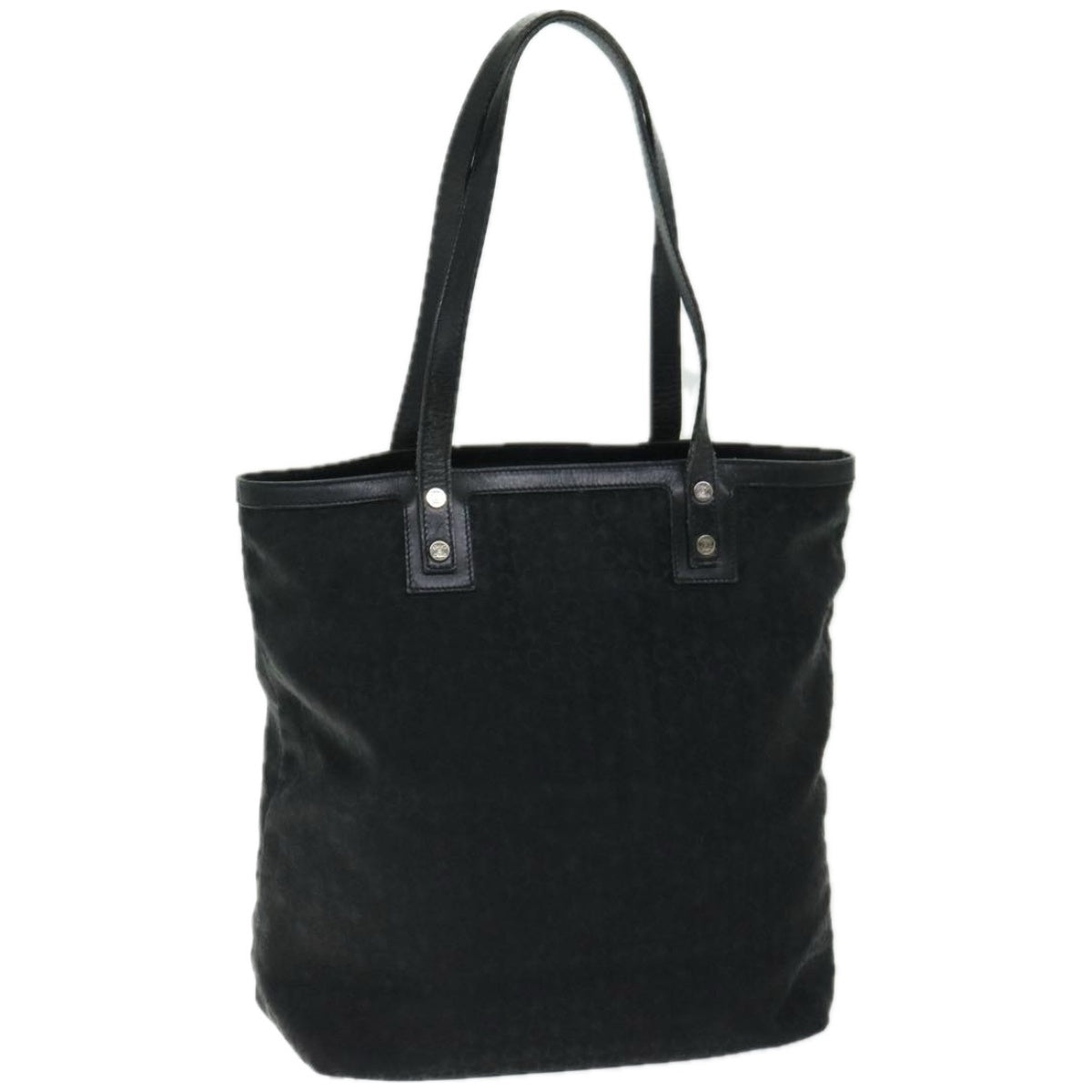 CELINE C Macadam Canvas Tote Bag Black Auth 66820