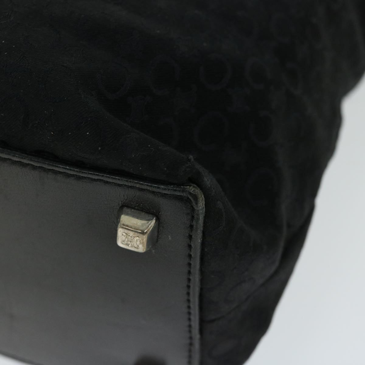 CELINE C Macadam Canvas Tote Bag Black Auth 66820