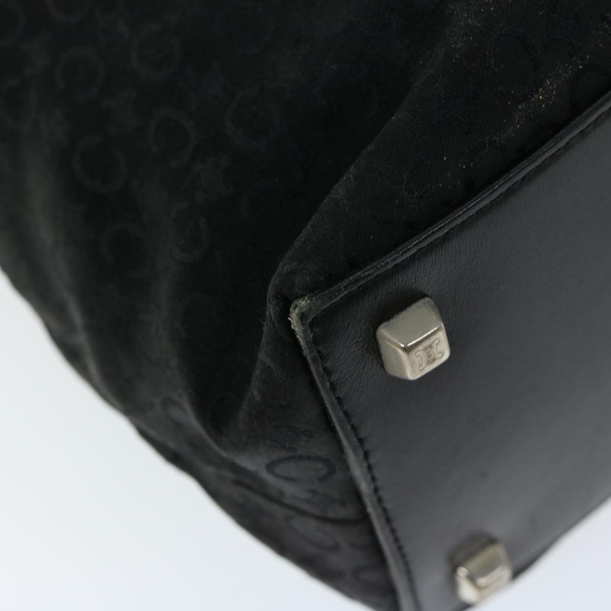 CELINE C Macadam Canvas Tote Bag Black Auth 66820