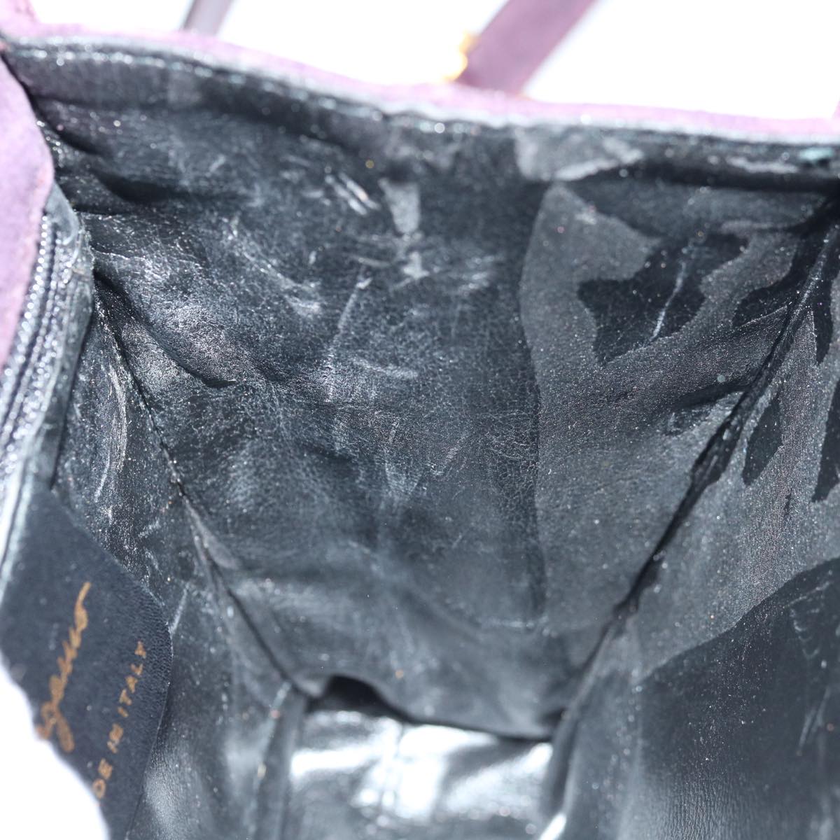 Salvatore Ferragamo Hand Bag Suede 2way Purple Auth 66859