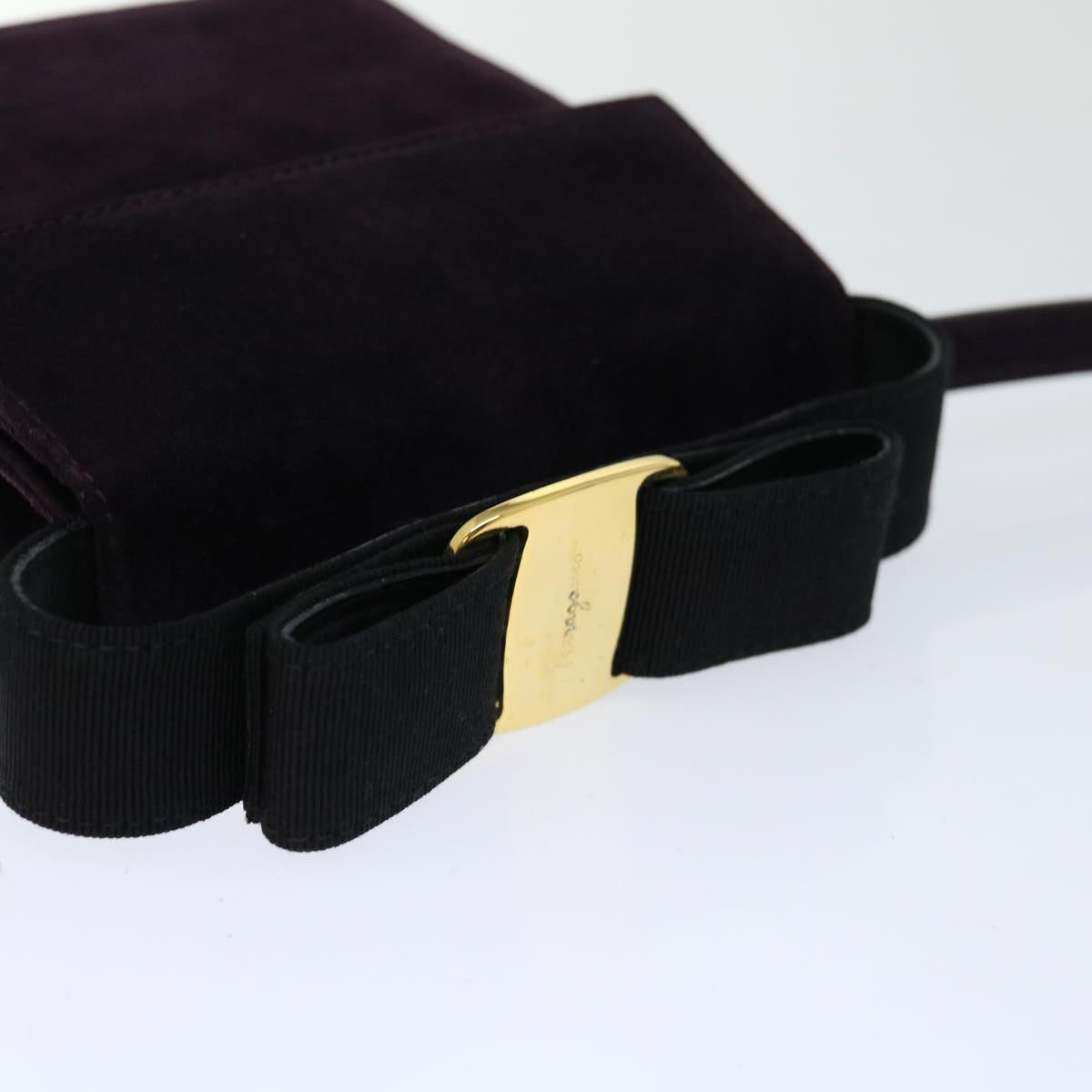 Salvatore Ferragamo Hand Bag Suede 2way Purple Auth 66859