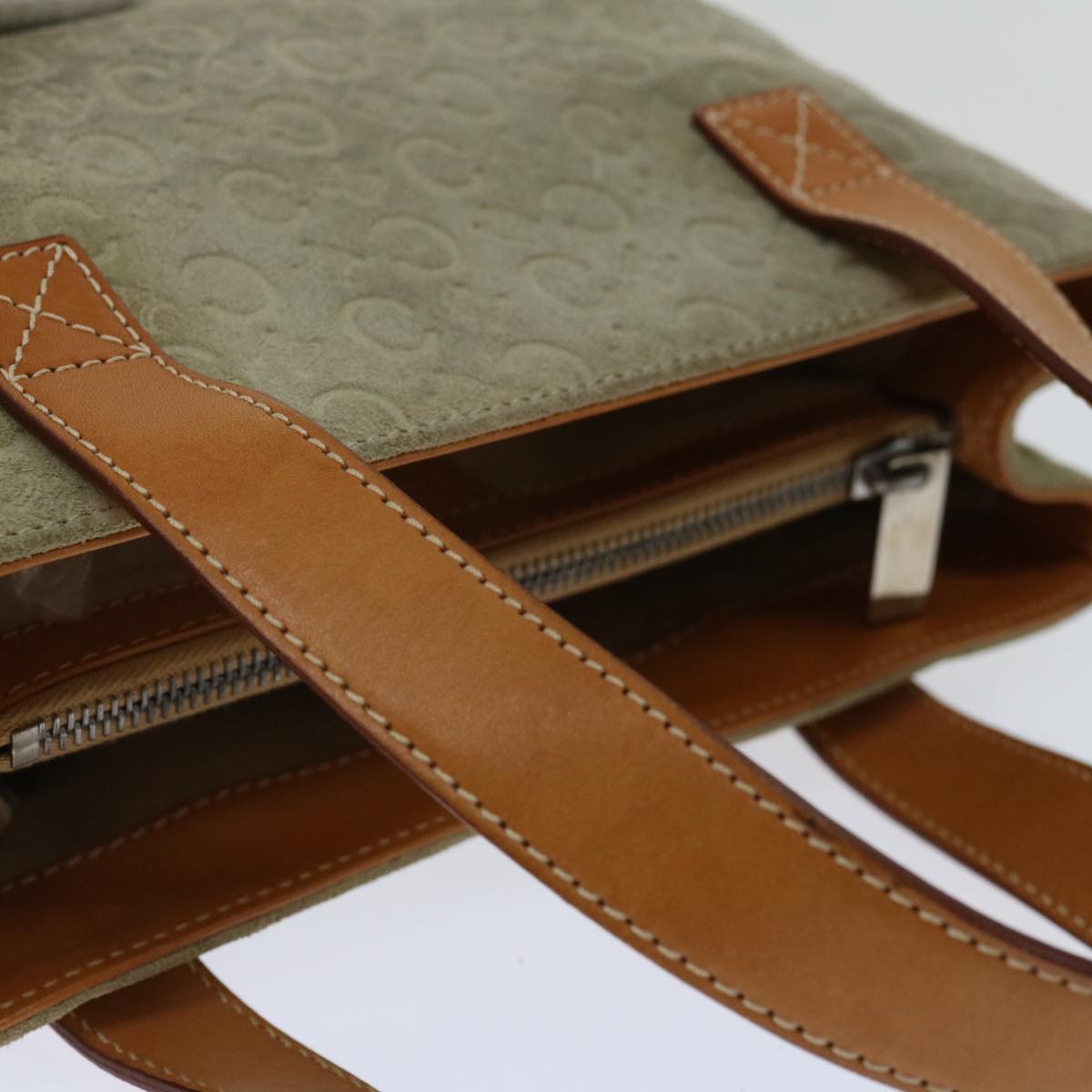 CELINE C Macadam Canvas Hand Bag Gray Auth 66923
