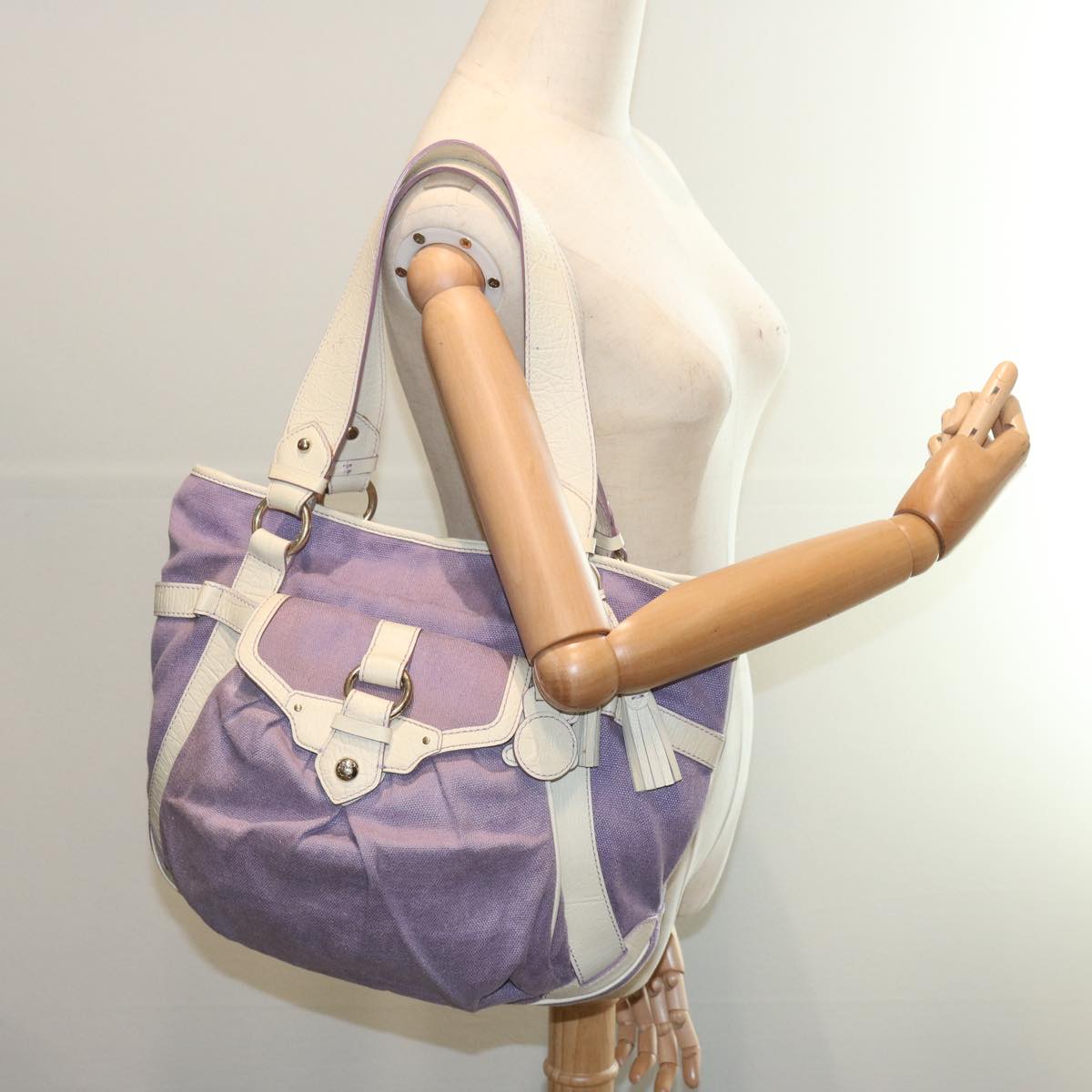 CELINE Tote Bag Canvas Purple Auth 66944