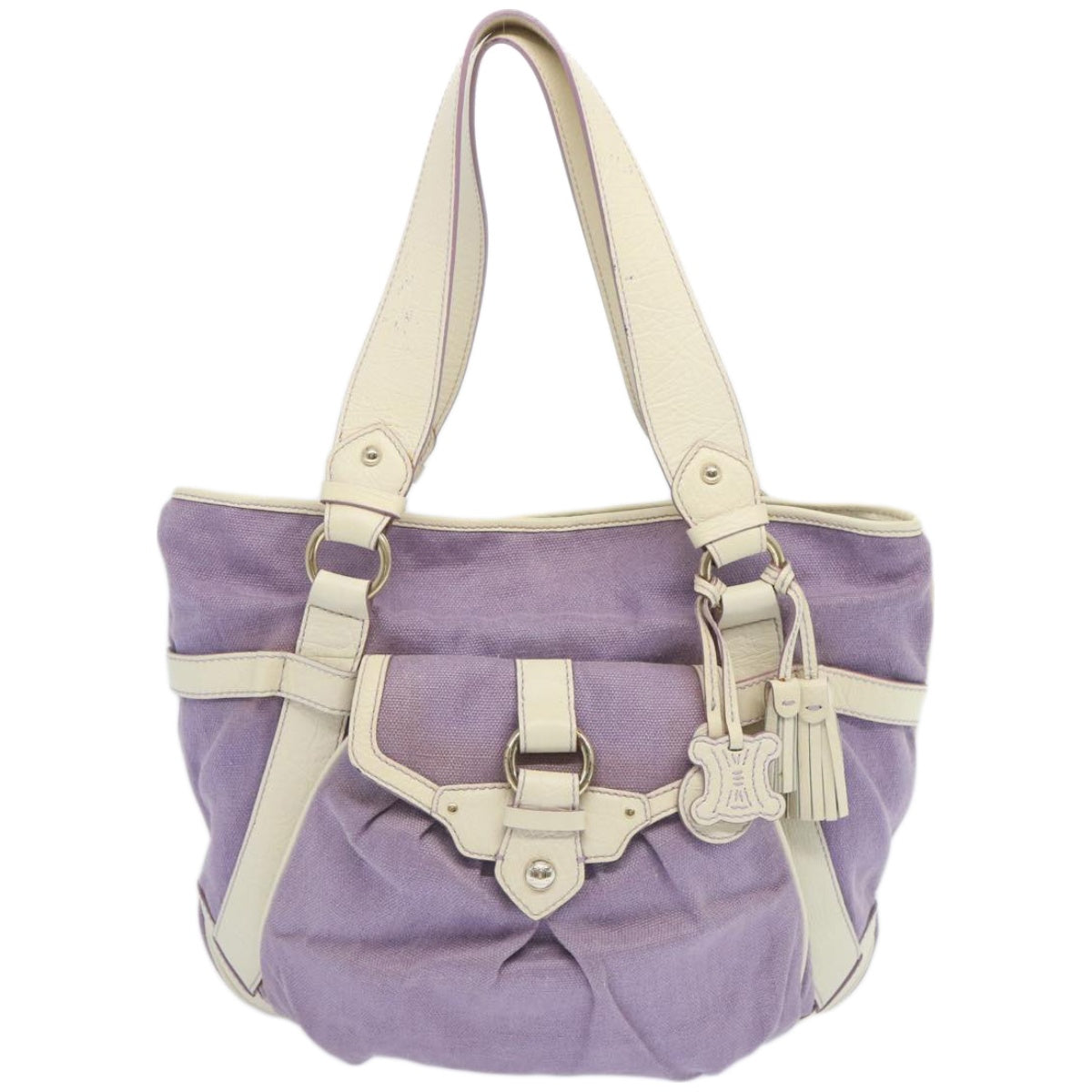 CELINE Tote Bag Canvas Purple Auth 66944