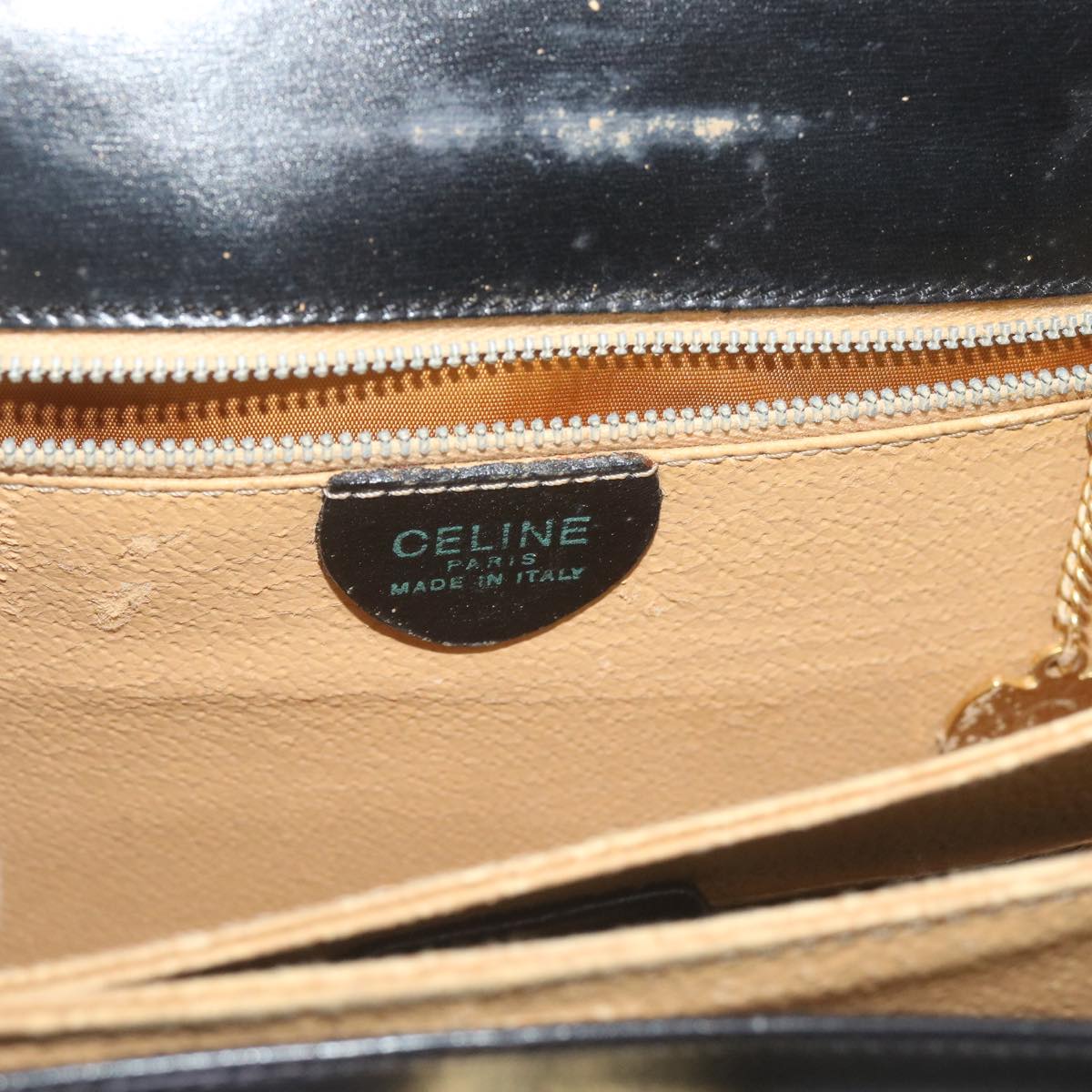 CELINE Shoulder Bag Leather Black Auth 67274
