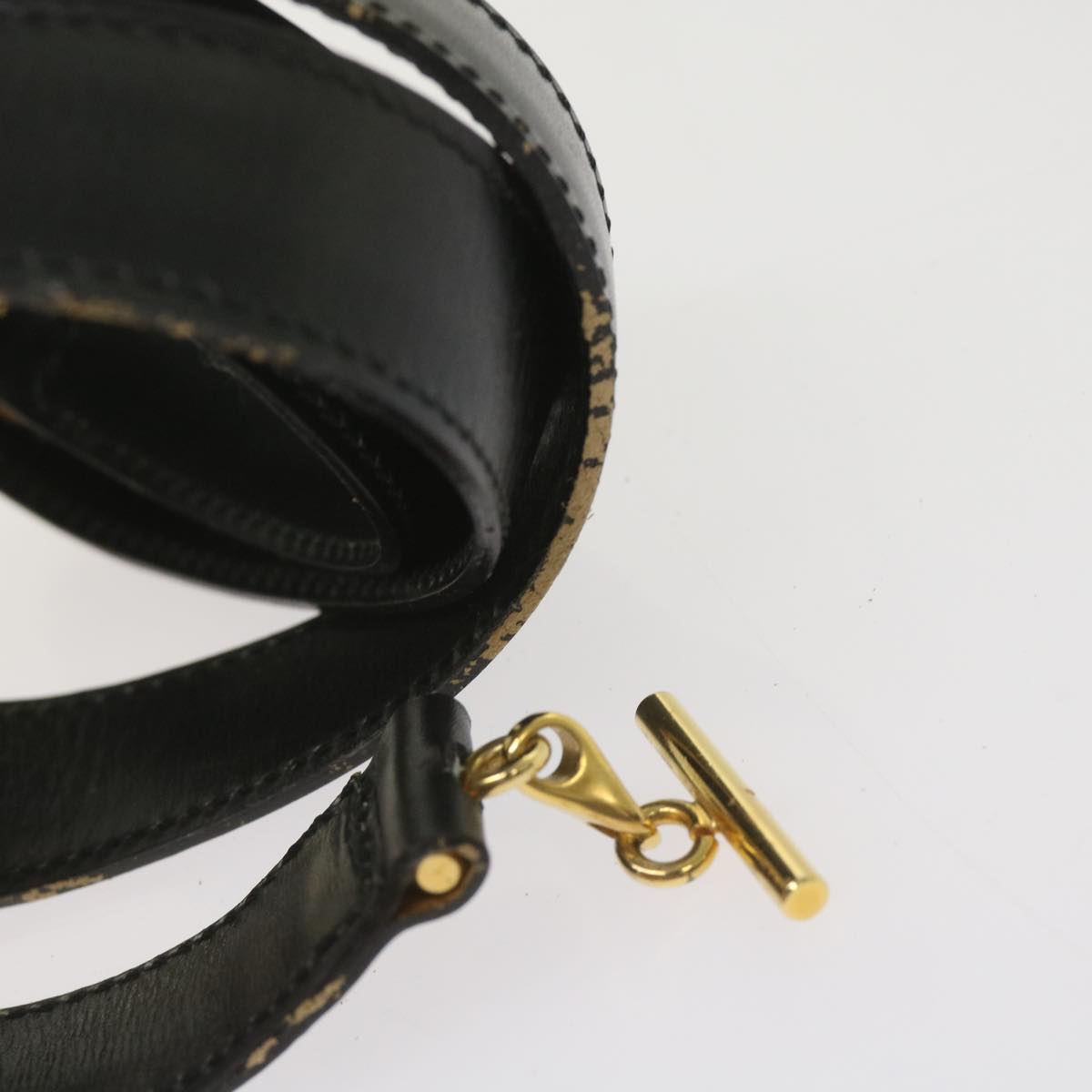 CELINE Shoulder Bag Leather Black Auth 67274