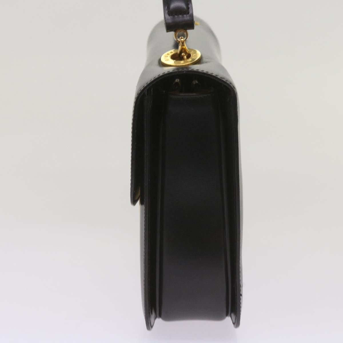 CELINE Shoulder Bag Leather Black Auth 67274