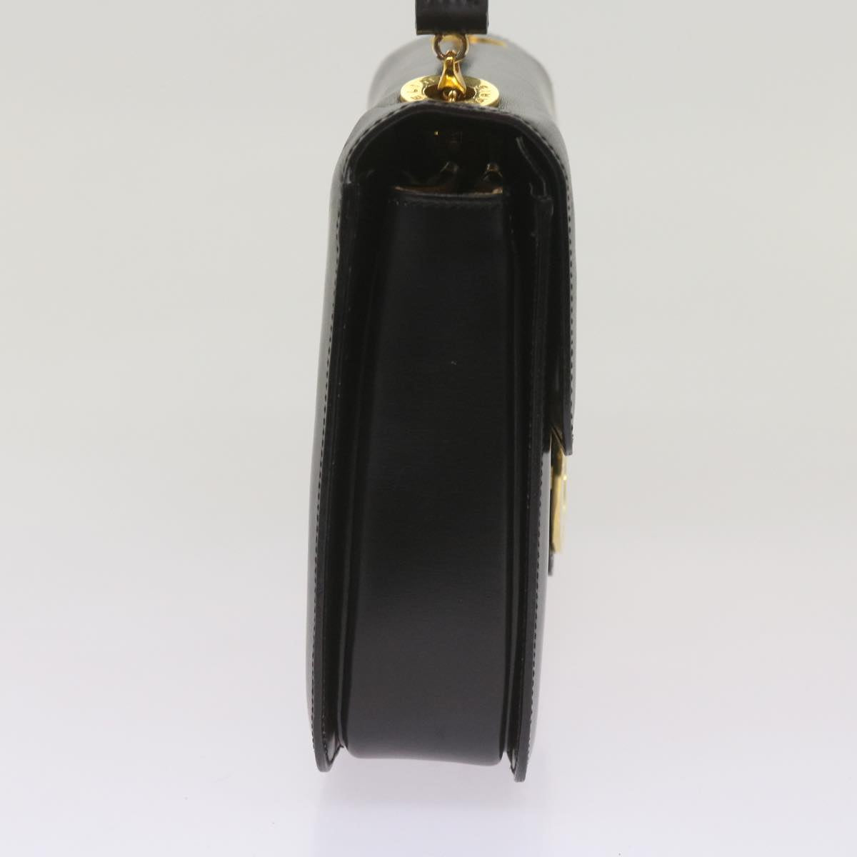 CELINE Shoulder Bag Leather Black Auth 67274