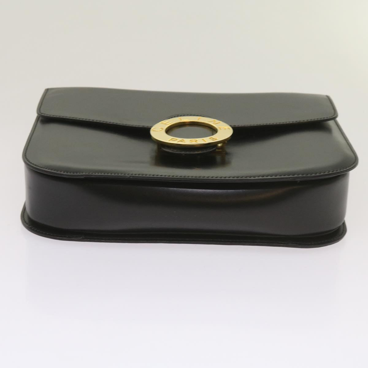 CELINE Shoulder Bag Leather Black Auth 67274