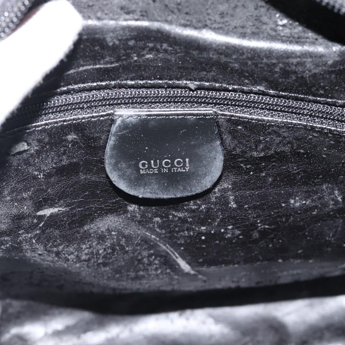 GUCCI Hand Bag Patent leather 2way Black Silver Auth 67289