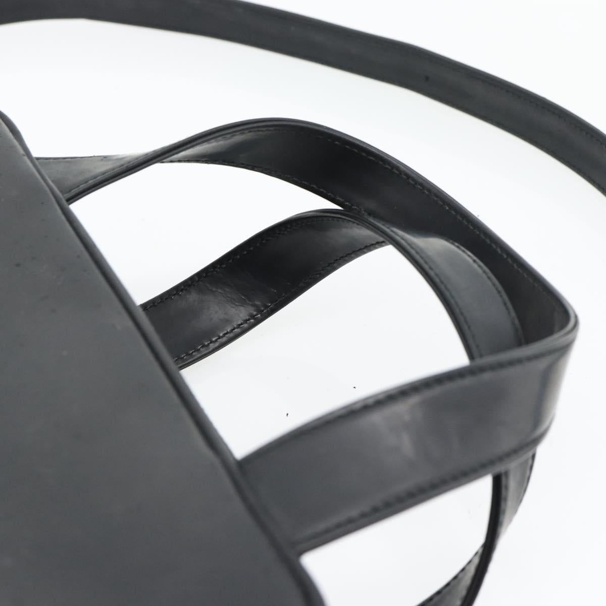 GUCCI Hand Bag Patent leather 2way Black Silver Auth 67289