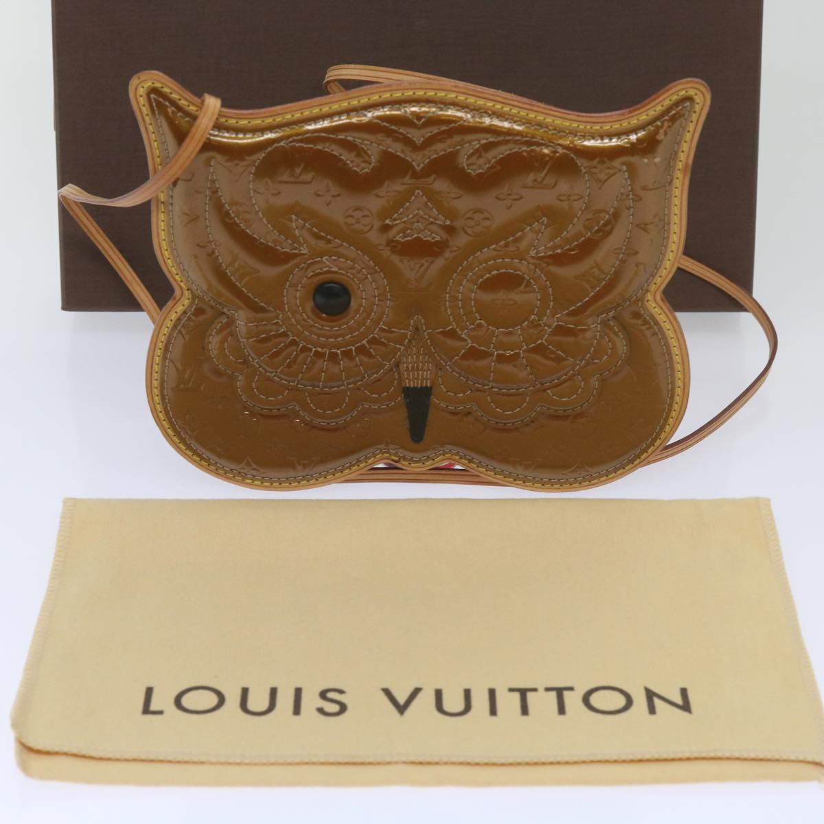 LOUIS VUITTON Vernis Comte De Fe Pochette Oule Bag Bronze M92268 LV Auth 67292