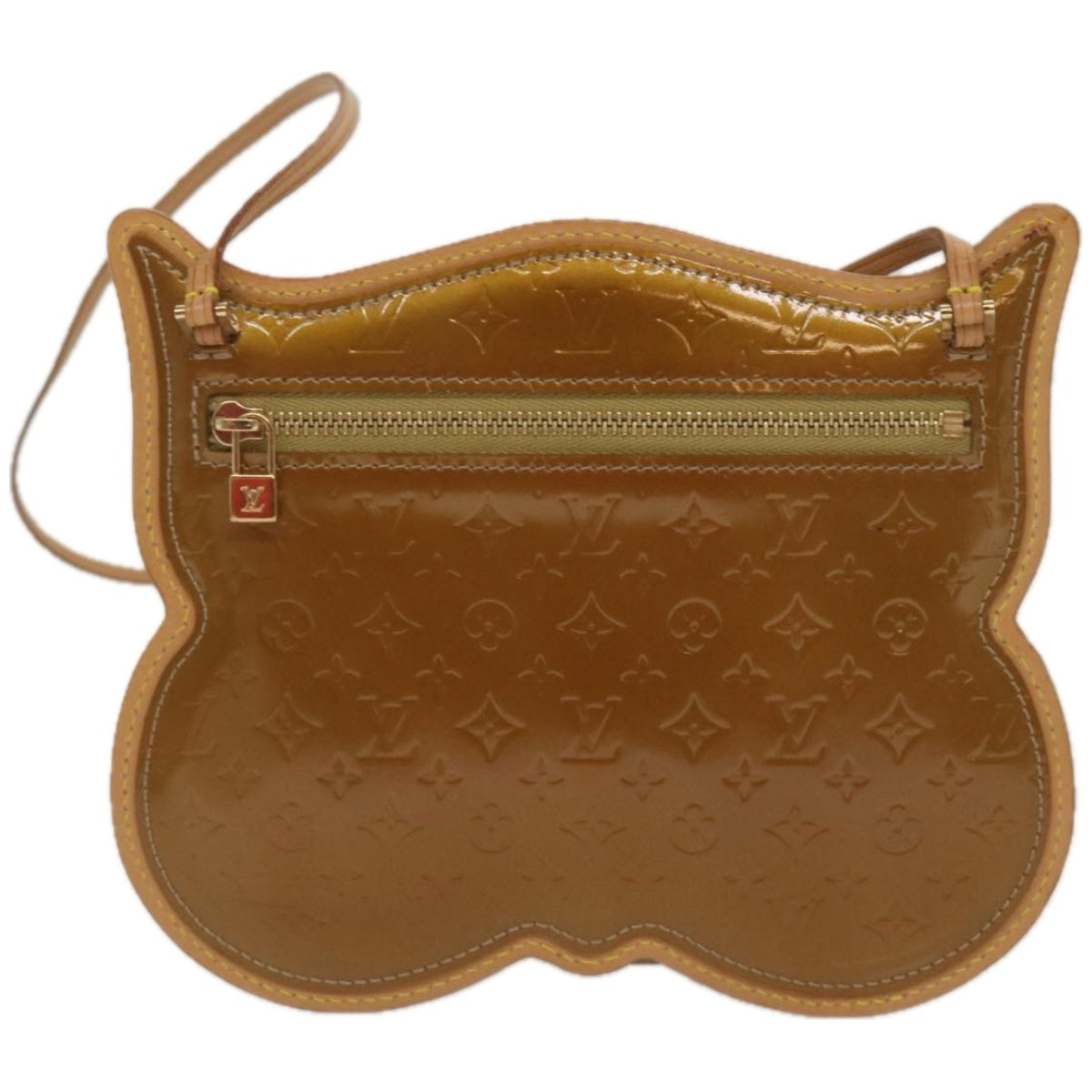 LOUIS VUITTON Vernis Comte De Fe Pochette Oule Bag Bronze M92268 LV Auth 67292