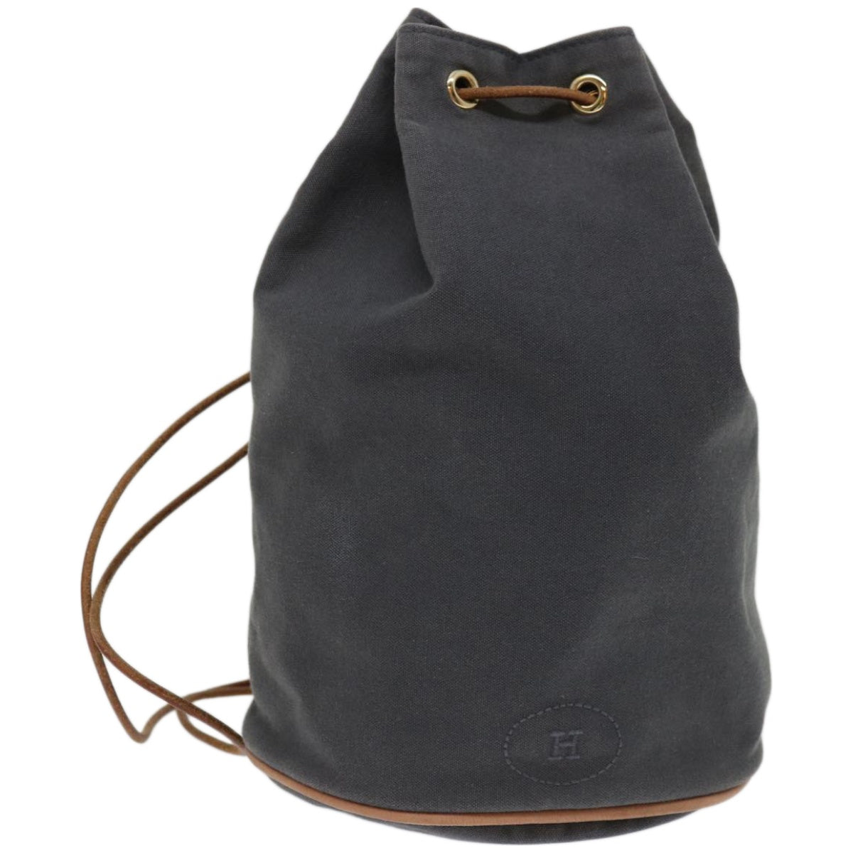 HERMES Purse Porochon Mimil GM Shoulder Bag Canvas Gray Auth 67521