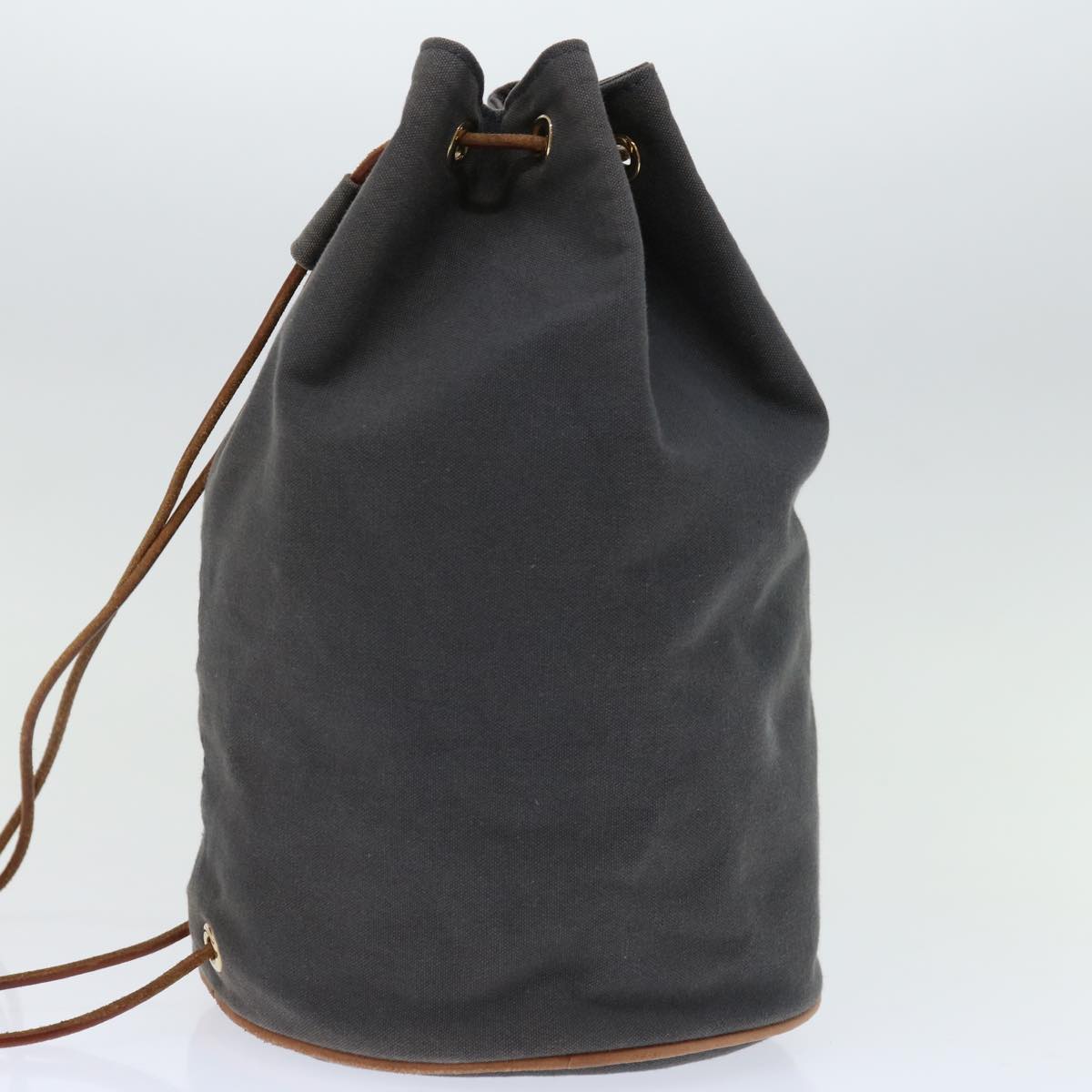 HERMES Purse Porochon Mimil GM Shoulder Bag Canvas Gray Auth 67521