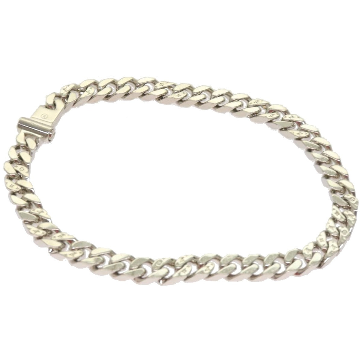 LOUIS VUITTON Collier Metal LV Chain Links Necklace Silver M68272 LV Auth 67569A