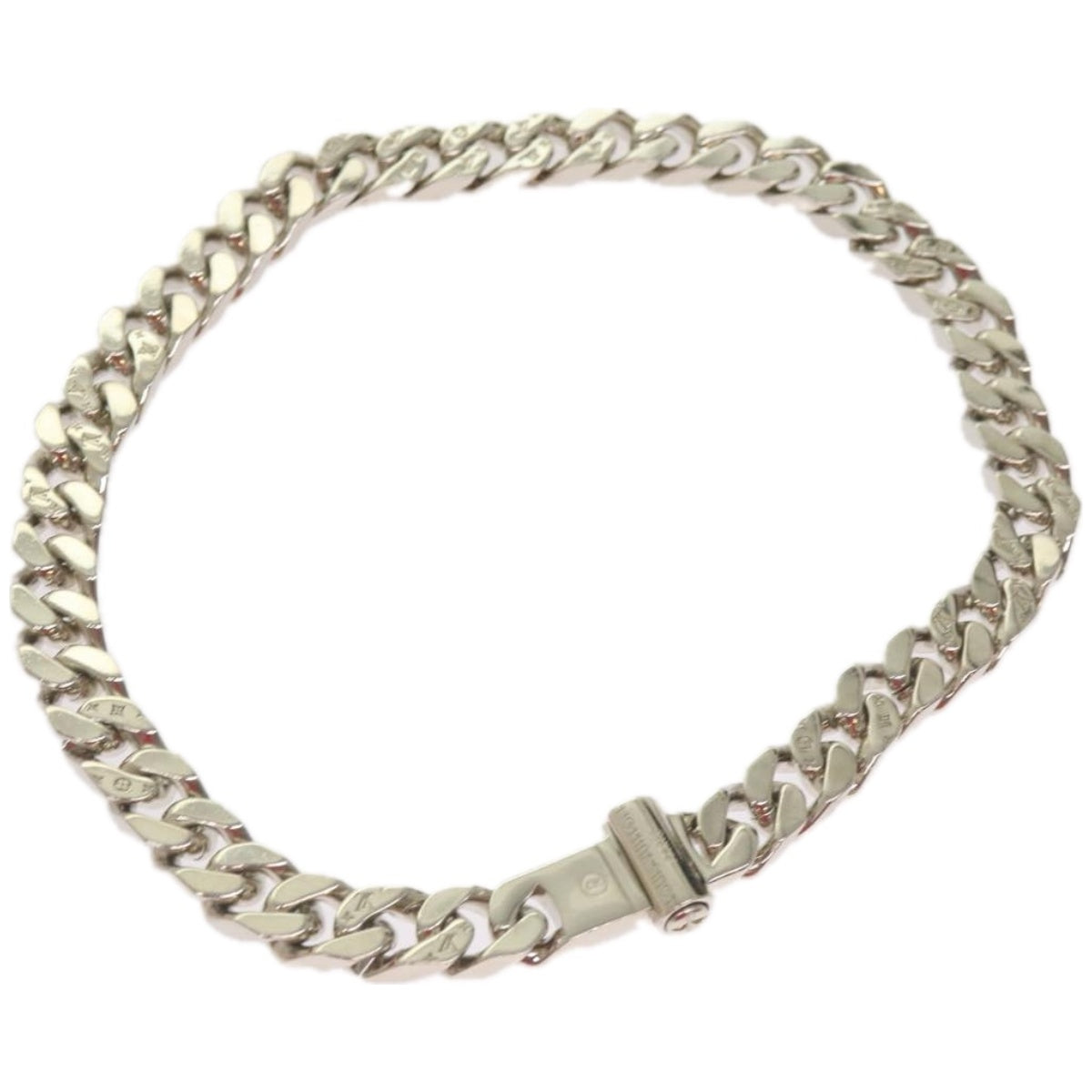 LOUIS VUITTON Collier Metal LV Chain Links Necklace Silver M68272 LV Auth 67569A
