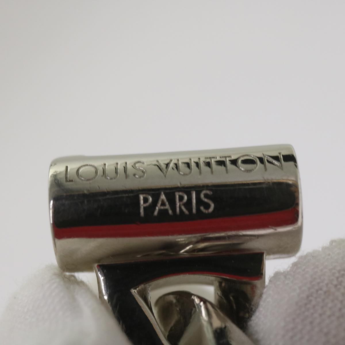 LOUIS VUITTON Collier Metal LV Chain Links Necklace Silver M68272 LV Auth 67569A