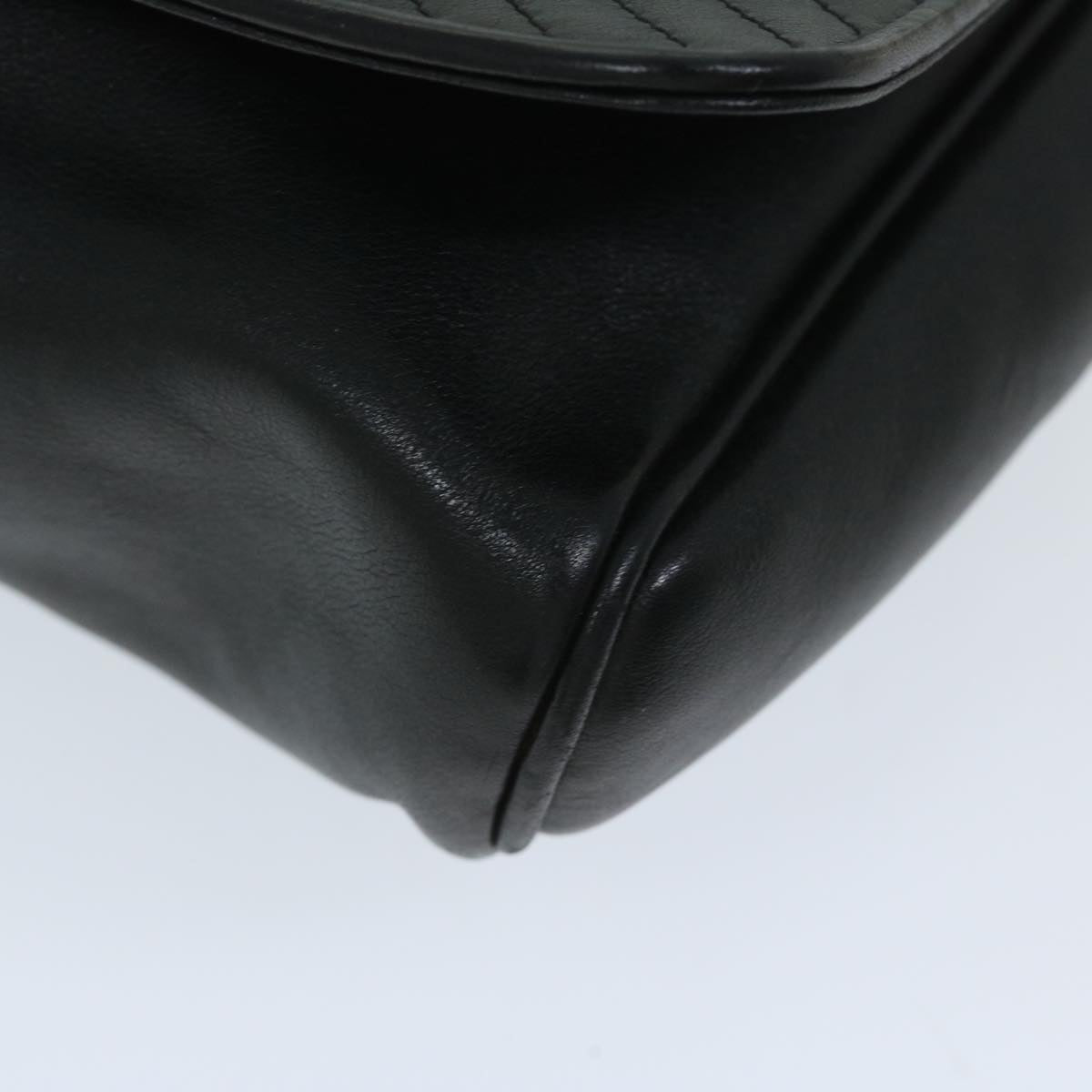 CELINE Chain Shoulder Bag Leather Black Auth 67658