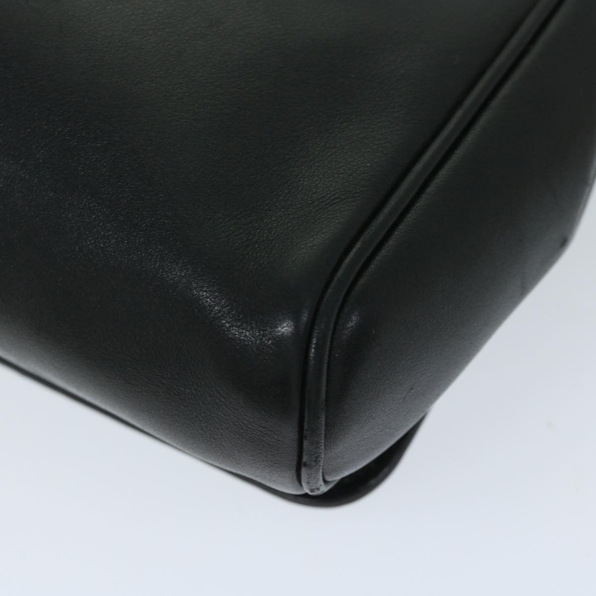 CELINE Chain Shoulder Bag Leather Black Auth 67658