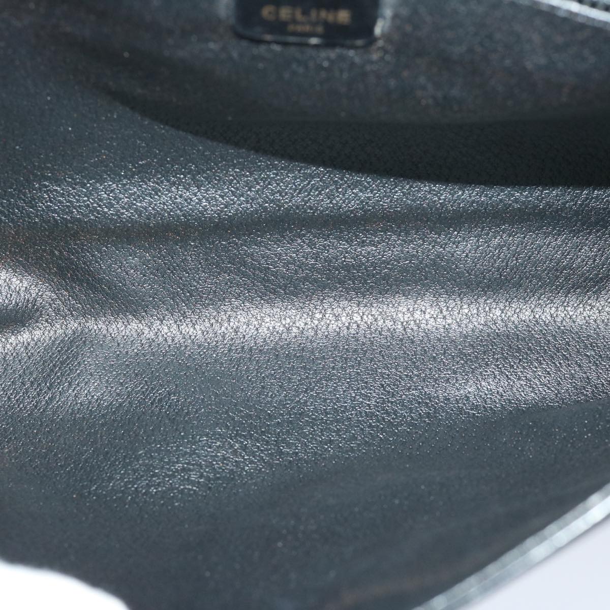 CELINE Chain Shoulder Bag Leather Black Auth 67658