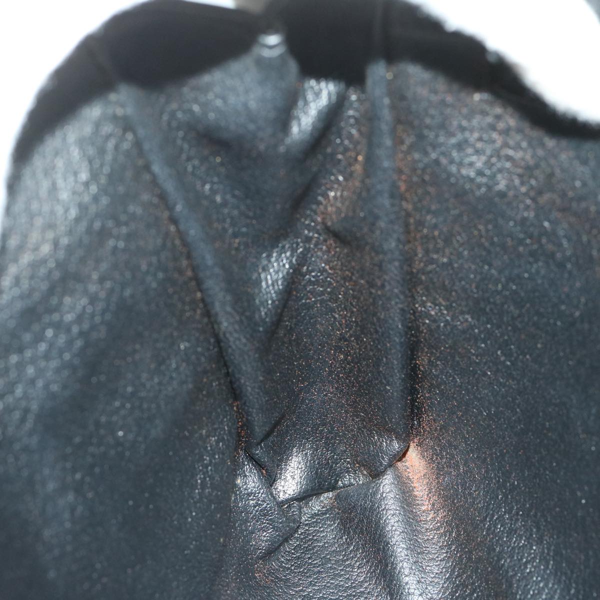 CELINE Chain Shoulder Bag Leather Black Auth 67658