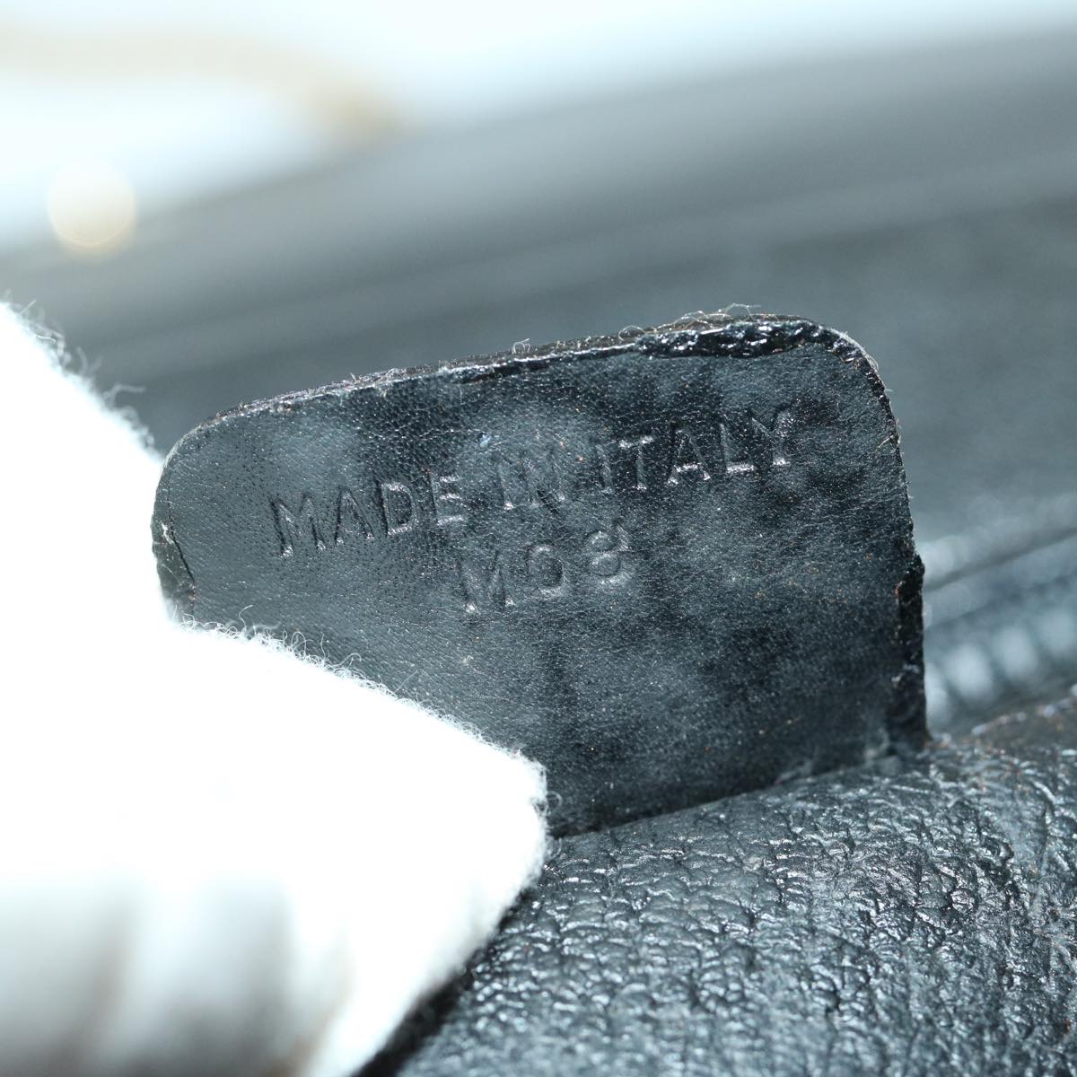 CELINE Chain Shoulder Bag Leather Black Auth 67658