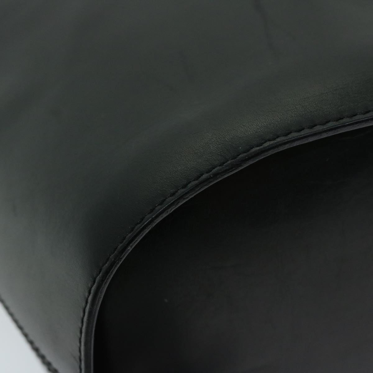 CELINE Shoulder Bag Leather Black Auth 67807