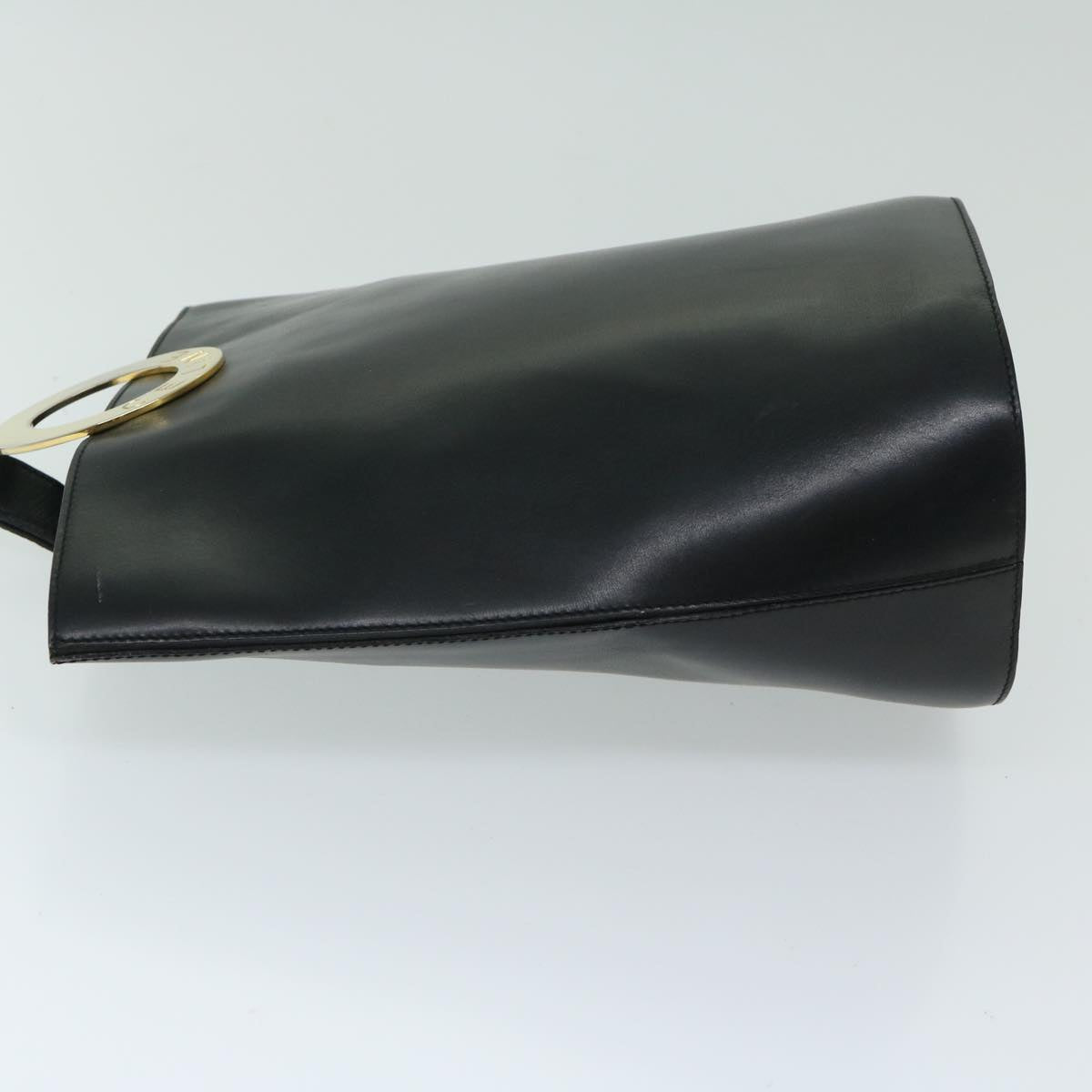 CELINE Shoulder Bag Leather Black Auth 67807