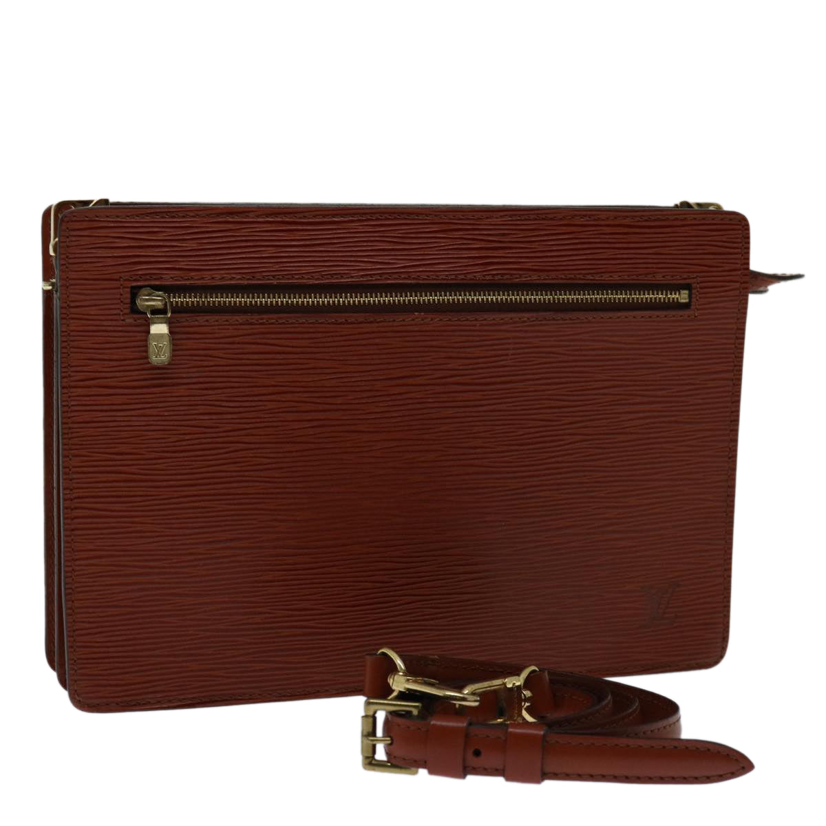 LOUIS VUITTON Epi Angian Clutch Bag Brown M52113 LV Auth 68112